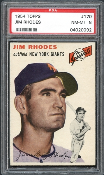 1954 Topps #170 Jim  Rhodes PSA 8 NM/MT