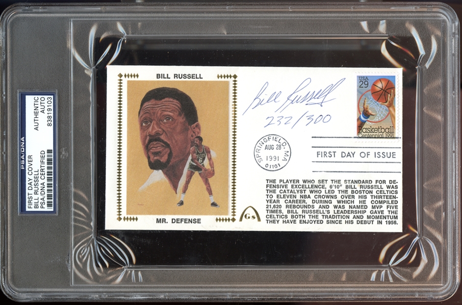 Bill Russell Signed First Day Cover PSA/DNA AUTHENTIC