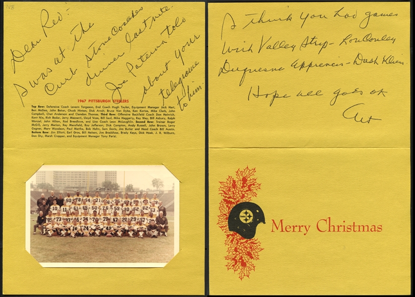 Art Rooney Signed 1967 Pittsburgh Steelers Christmas Card PSA/DNA