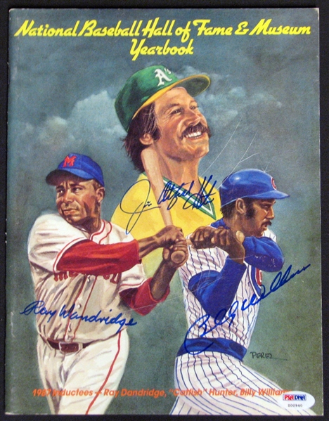 Ray Dandridge, Jim "Catfish" Hunter and Billy Williams Signed 1987 Hall of Fame Yearbook PSA/DNA