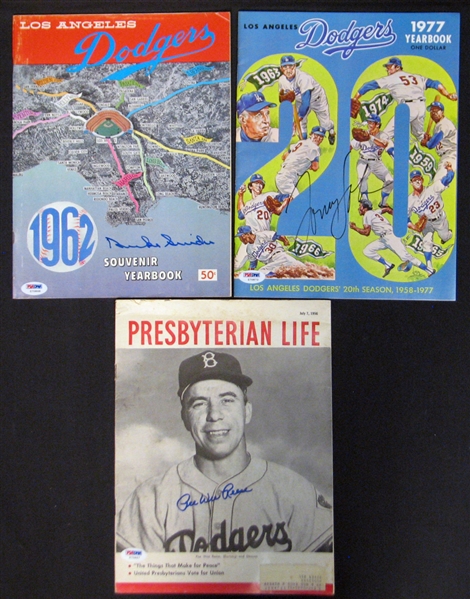 Los Angeles Dodgers Signed Magazine Group of (3) with Reese and Snider PSA/DNA