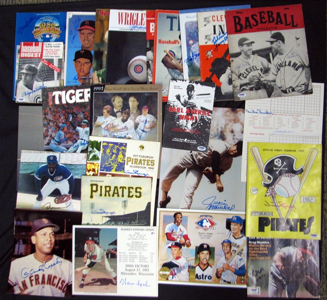 Large Autograph Assortment of (23) Items with Many Stars and HOFers PSA/DNA