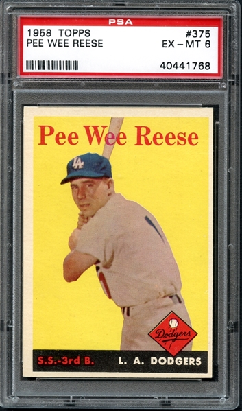 1958 Topps #375 Pee Wee Reese PSA 6 EX/MT