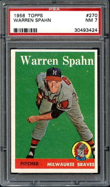 1958 Topps #270 Warren Spahn PSA 7 NM