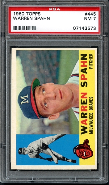 1960 Topps #445 Warren Spahn PSA 7 NM
