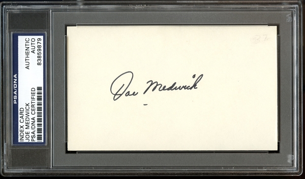 Joe Medwick Signed 3x5 Index Card PSA/DNA Authentic