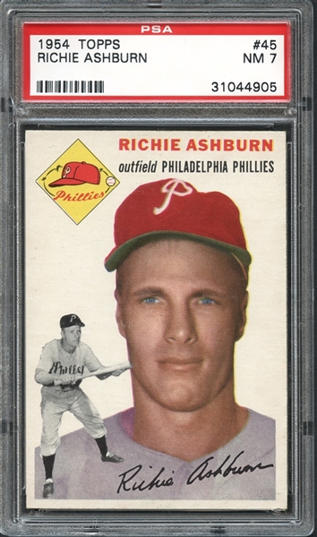 1954 Topps #45 Richie Ashburn PSA 7 NM