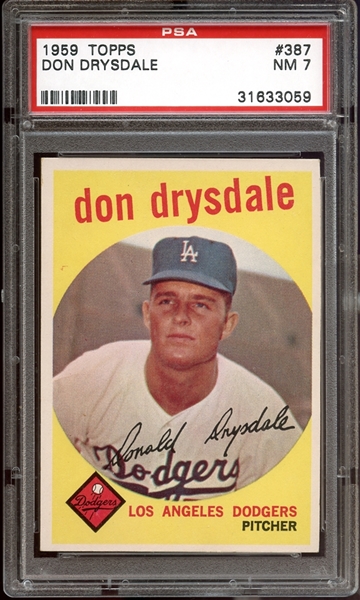 1959 Topps #387 Don Drysdale PSA 7 NM