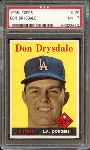 1958 Topps #25 Don Drysdale PSA 7 NM