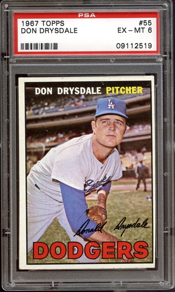 1967 Topps #55 Don Drysdale PSA 6 EX/MT
