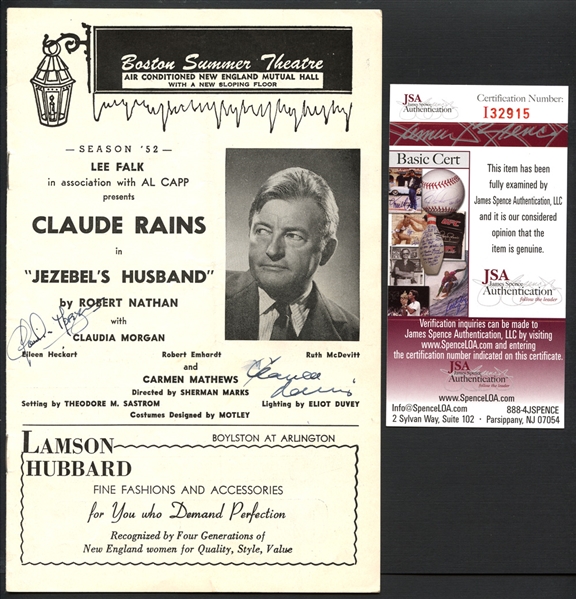 Claude Rains Signed Theater Program JSA