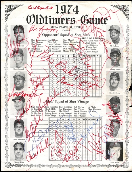 1974 Old Timers Signed Program Featuring DiMaggio, Musial & More