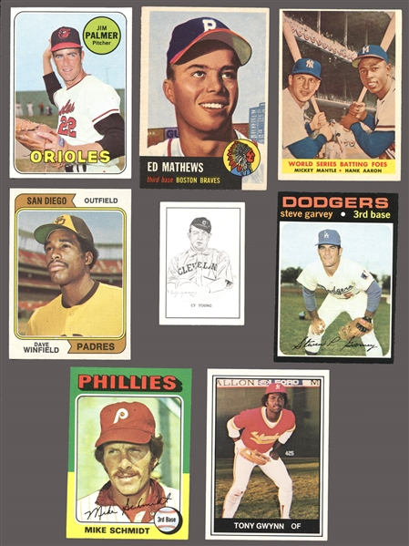 1950s-80s Star and HOF Baseball Card Group of (8) with Rookies