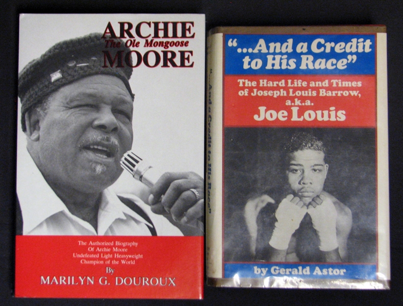 Boxing Autographed Book Group of (2) With Joe Louis and Archie Moore PSA/DNA