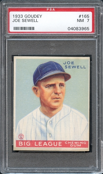 1933 Goudey #165 Joe Sewell PSA 7 NM