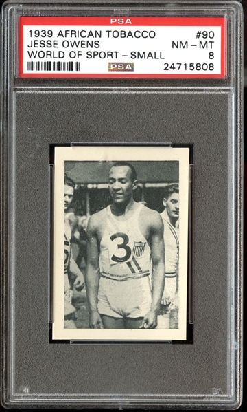 1939 African Tobacco World of Sport (Small) #90 Jesse Owens PSA 8 NM/MT