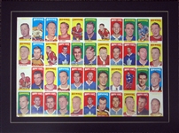 1964 Topps Hockey Uncut Proof Sheet with Many HOFers Featuring Gordie Howe