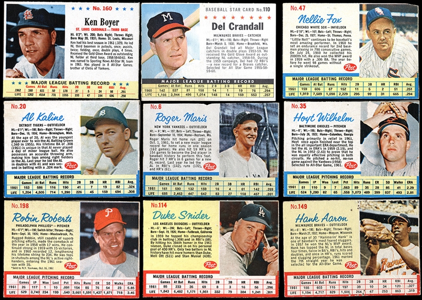 1961-63 Post Cereal Baseball Group of (54) Cards with Stars & HOFers