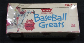 1960 Fleer Baseball Greats Nearly Full Unopened Wax Box (20/24) Packs BBCE