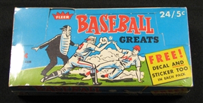 1961 Fleer Baseball Greats Nearly Full Unopened Wax Box (20/24) Packs BBCE