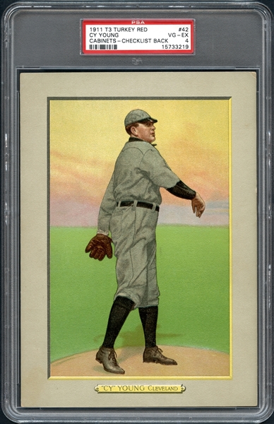 1911 T3 Turkey Red #42 Cy Young PSA 4 VG/EX