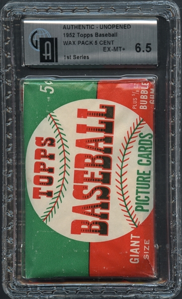 1952 Topps Baseball Wax Pack 5 Cent GAI 6.5 EX/MT+