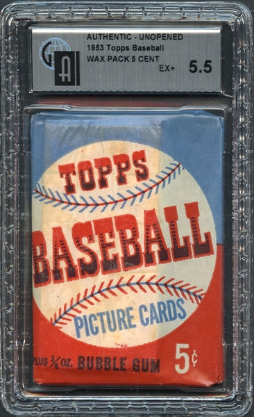 1953 Topps Baseball Wax Pack 5 Cent GAI 5.5 EX+