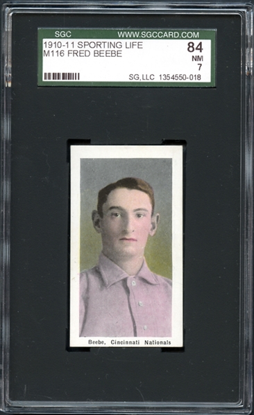 1910-11 Sporting Life M116 Fred Beebe SGC 84 NM 7