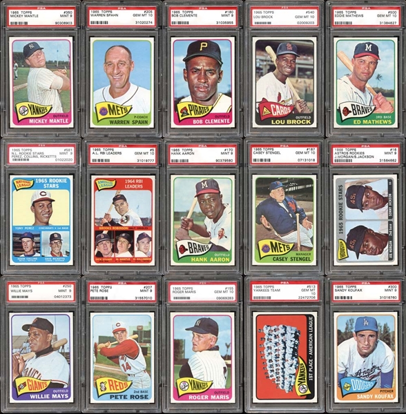 Spectacular 1965 Topps Baseball Complete Set #1 on PSA Set Registry with an Outstanding 9.848 GPA