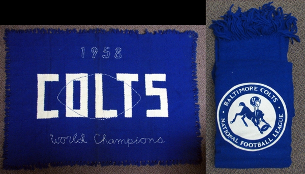 1958 Baltimore Colts World Champions Embroidered Throw Rug and Heavy Stadium Blanket