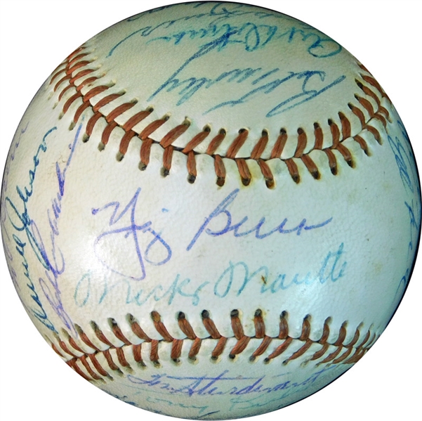 1957 New York Yankees Team-Signed Baseball with (25) Signatures 