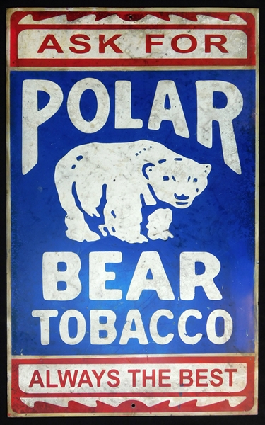 Circa 1910 Polar Bear Tobacco Large Porcelain Advertising Sign