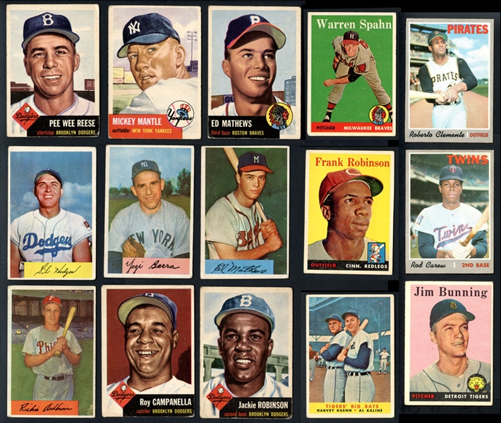 1950s-1970s Topps and Bowman Baseball Shoebox Collection of (159) with Stars and HOFers