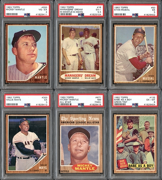 1962 Topps Group of (19) All PSA Graded with Mantle