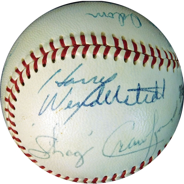 1968 All Star Game Umpires Signed ONL (Giles) Ball with (6) Signatures