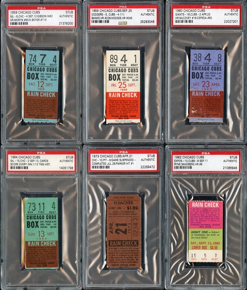 1950s-1980s Chicago Cubs Prominent Ticket Stub Collection of (16)