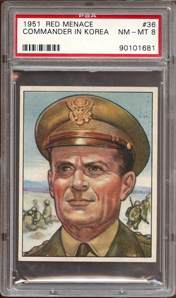 1951 Bowman Red Menace #36 Commander in Korea PSA 8 NM/MT