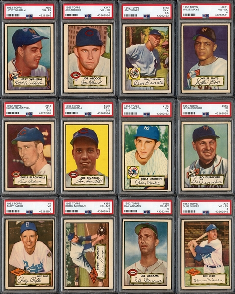 1952 Topps Partial Set (162/407) With Many High Numbers & PSA Graded