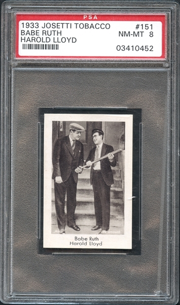1933 Josetti Tobacco #151 Babe Ruth Harold Lloyd PSA 8 NM/MT
