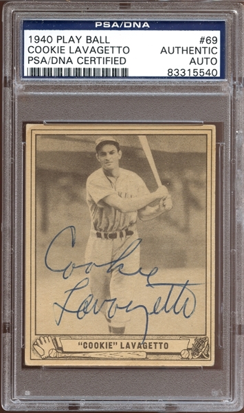 1940 Play Ball #69 Cookie Lavagetto Autographed PSA/DNA AUTHENTIC