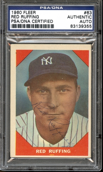 1960 Fleer #63 Red Ruffing Autographed PSA/DNA AUTHENTIC