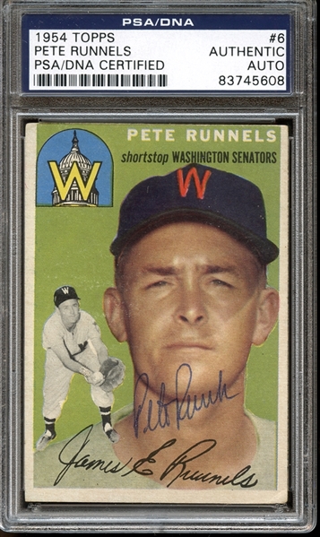 1954 Topps #6 Pete Runnels Autographed PSA/DNA AUTHENTIC