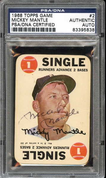 1968 Topps Game #2 Mickey Mantle Autographed PSA/DNA AUTHENTIC