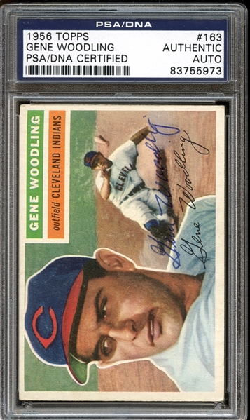 1956 Topps #163 Gene Woodling Autographed PSA/DNA AUTHENTIC
