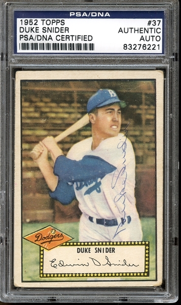 1952 Topps #37 Duke Snider Autographed PSA/DNA AUTHENTIC