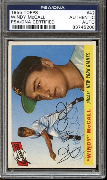 1955 Topps #42 Windy McCall Autographed PSA/DNA AUTHENTIC