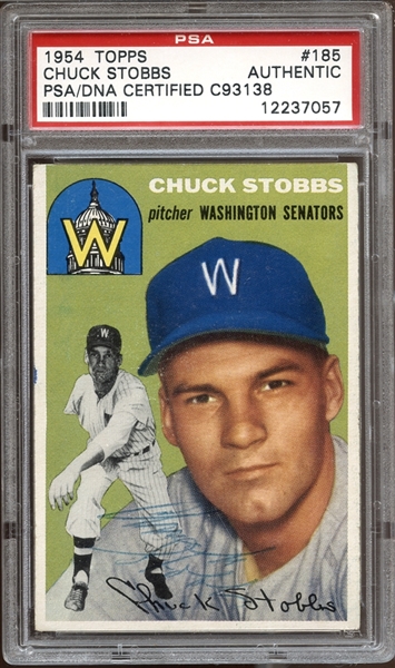 1954 Topps #185 Chuck Stobbs Autographed PSA/DNA AUTHENTIC