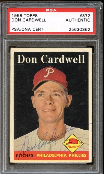 1958 Topps #372 Don Cardwell Autographed PSA/DNA AUTHENTIC