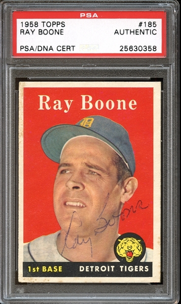 1958 Topps #185 Ray Boone Autographed PSA/DNA AUTHENTIC
