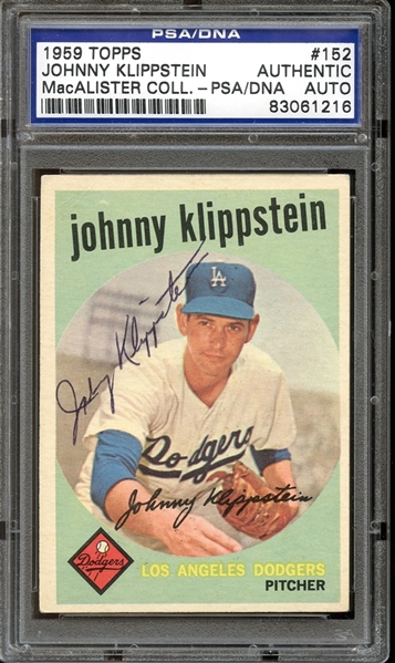 1959 Topps #152 Johnny Klippstein Autographed PSA/DNA AUTHENTIC